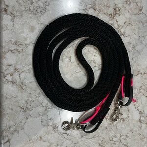 Black Trail Reins with Pink Accents and Silver Hardware